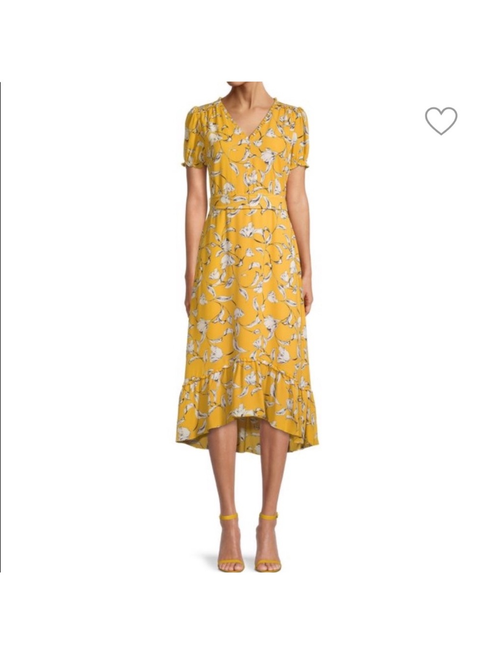 Karl Lagerfeld Yellow Floral High-Low Dress Size 4